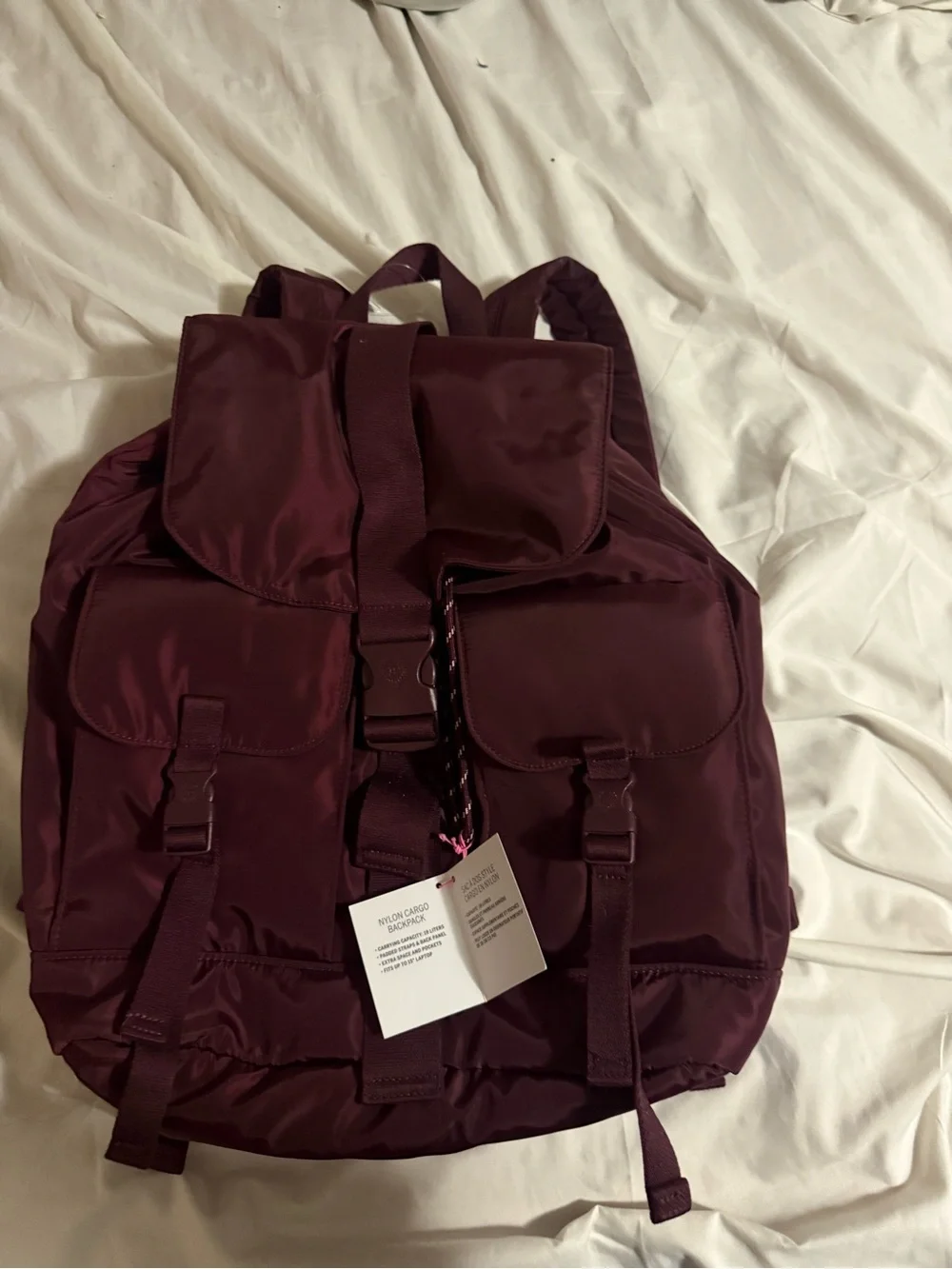 PINK Victoria's Secret Kids Burgundy Puffer Jacket with Utility Buckles